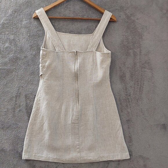 Vintage Linen Blend Embroidered Girls Dress – Size 9/10 - Picture 5 of 5